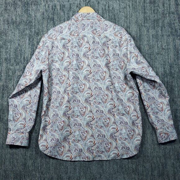 Kilburne & Finch Dress Shirt Mens Size XL White / Red Paisley Cotton Long Sleeve - Picture 4 of 14